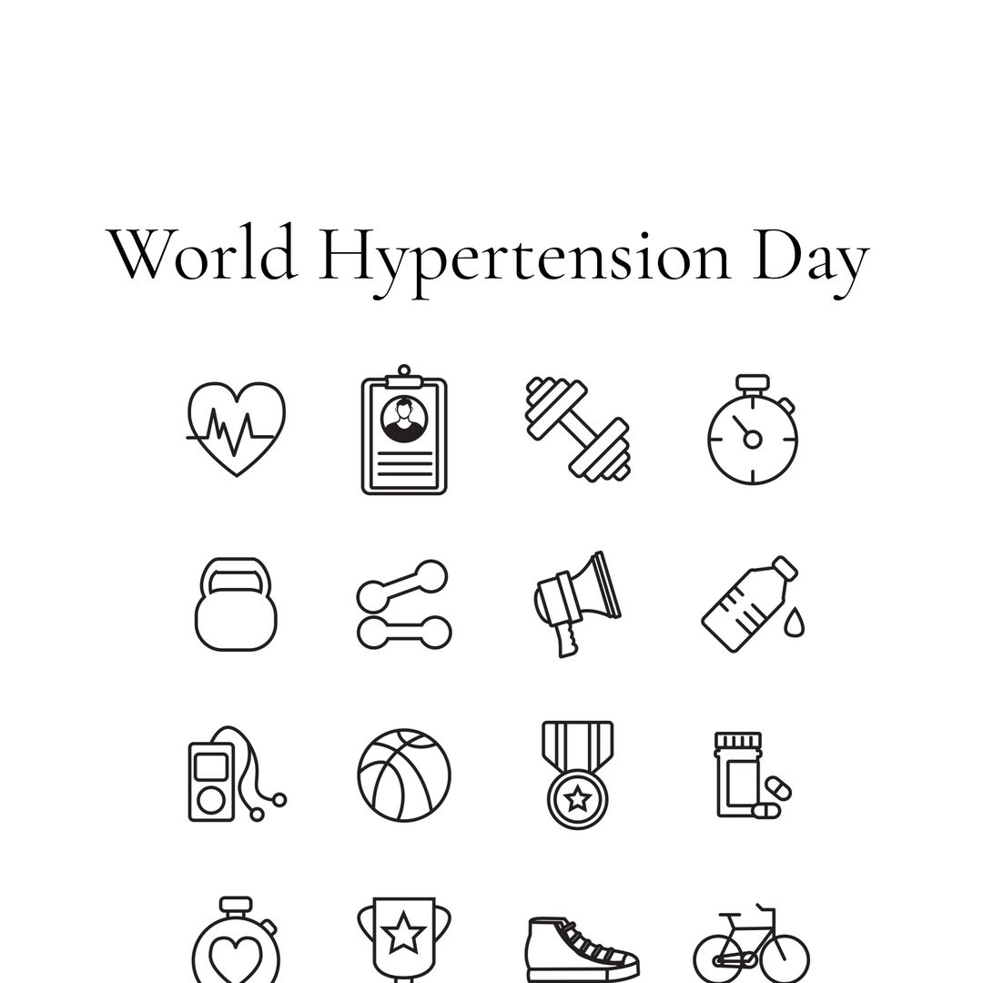 World Hypertension Day Design with Health Icons on White Background