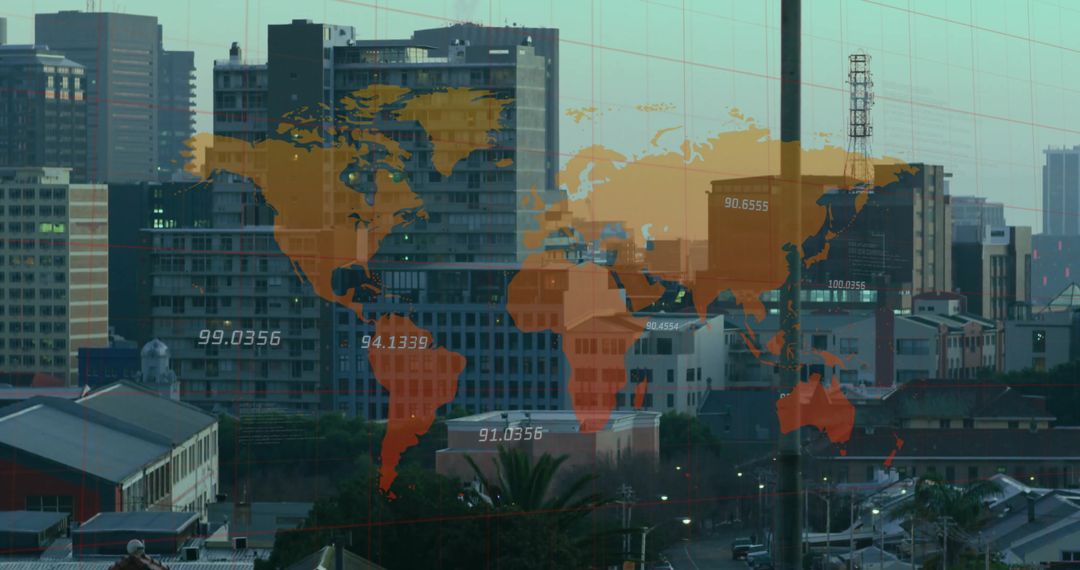 Global Financial Data Concept Over Cityscape Skyline