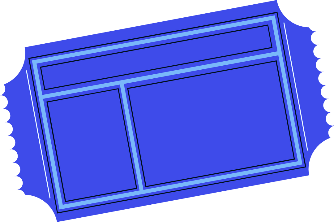 Blue Flat Perforated Ticket on Transparent Background Vector Design