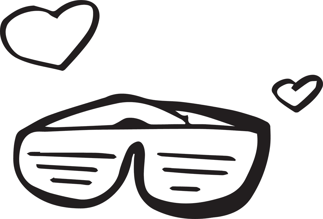 Transparent Sunglasses and Hearts Decorating Love Theme