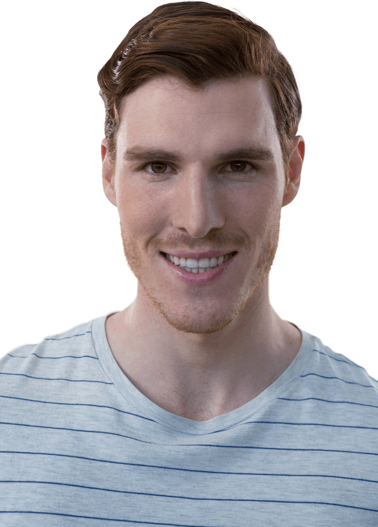 Smiling Young Man with Casual Shirt on Transparent Background