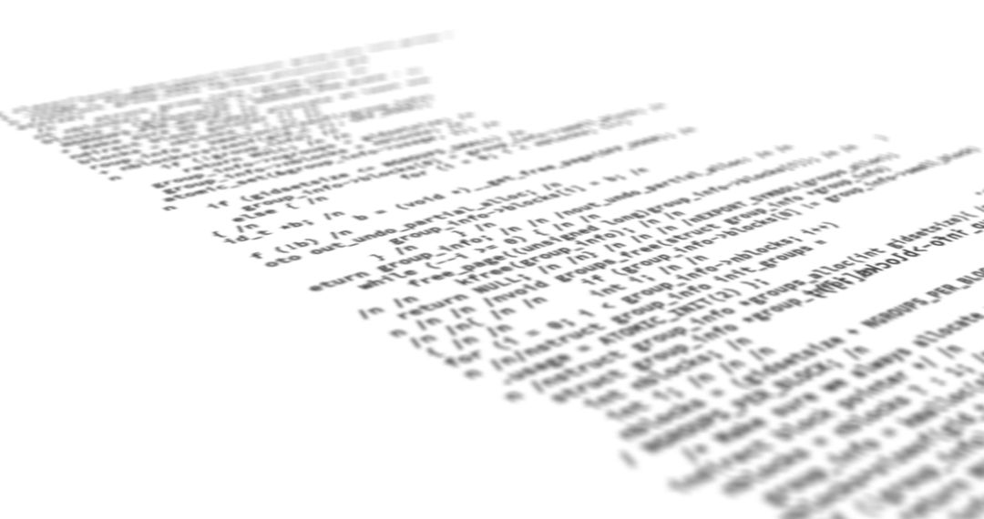 Abstract Blurred Computer Code on White Background