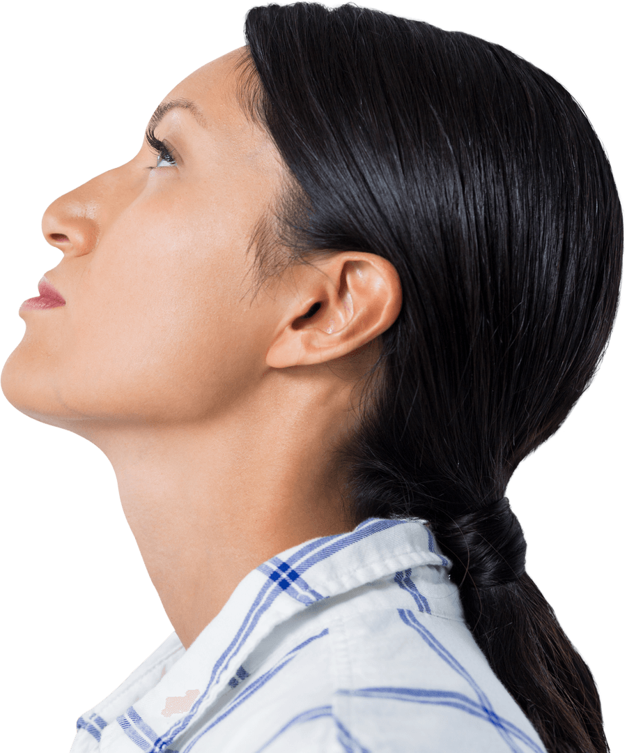 Transparent Profile of Thoughtful Woman Facing Up