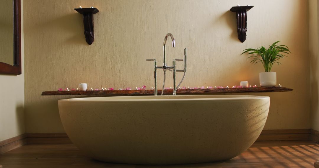 Luxury Spa-Inspired Bathroom with Elegant Freestanding Bathtub