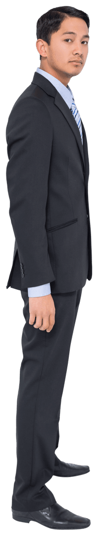 Self-Confident Asian Businessman in Suit on Transparent Background