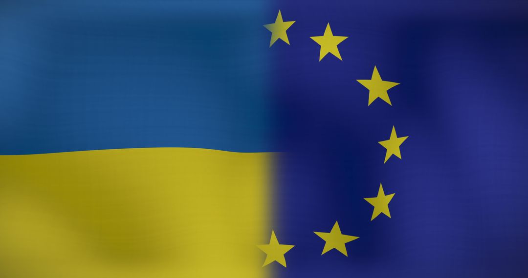 Moving Flags of Ukraine and European Union - Symbolizing Unity and Support - Free Images, Stock Photos and Pictures on Pikwizard.com