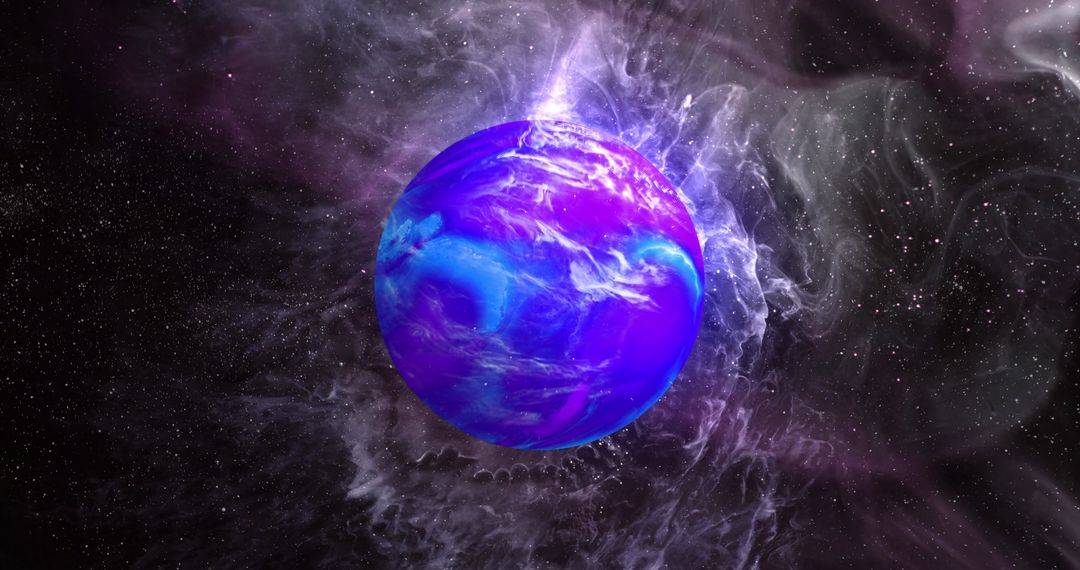 Mystical Blue Planet in Vivid Violet Galaxy - Free Images, Stock Photos and Pictures on Pikwizard.com