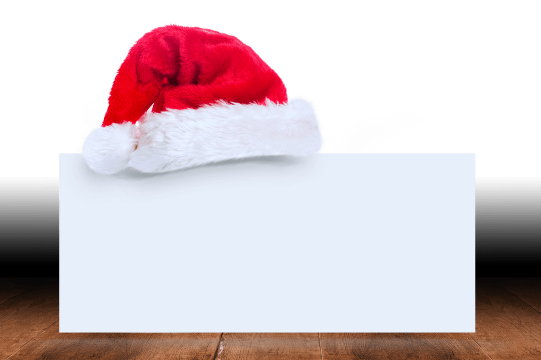 Santa Hat on Blank Christmas Card with Transparent Background