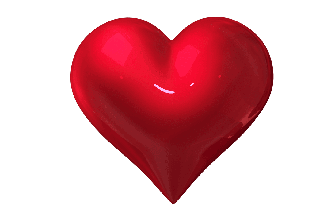 Glossy Red Heart on Transparent Background for Love Symbol