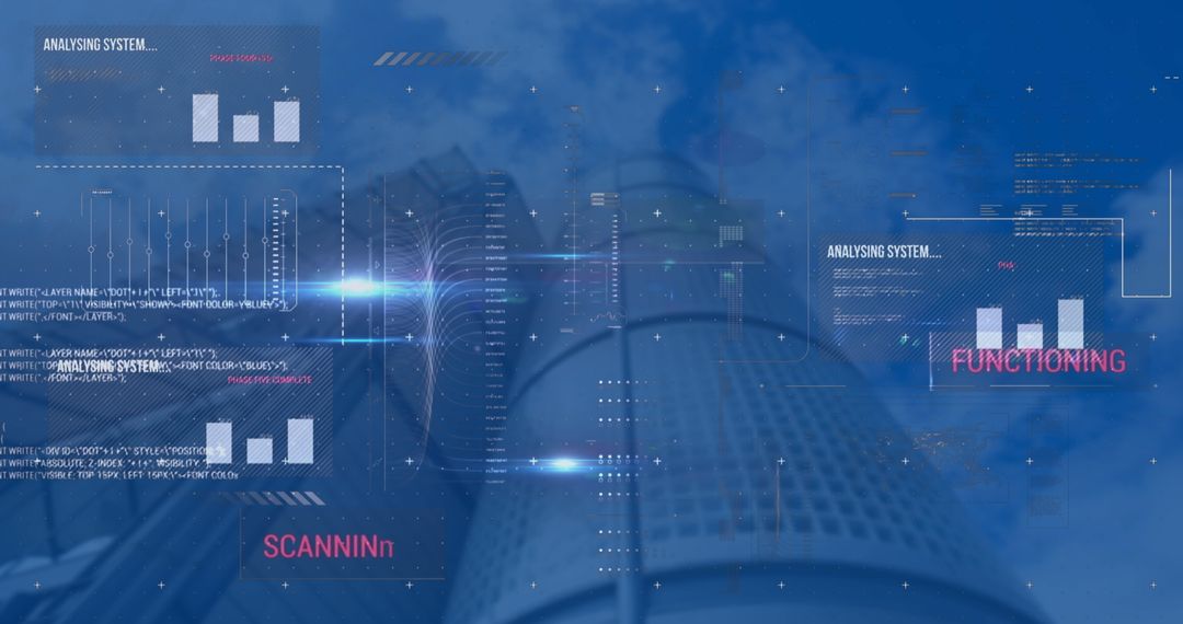 Futuristic Data Processing on Cityscape Horizon