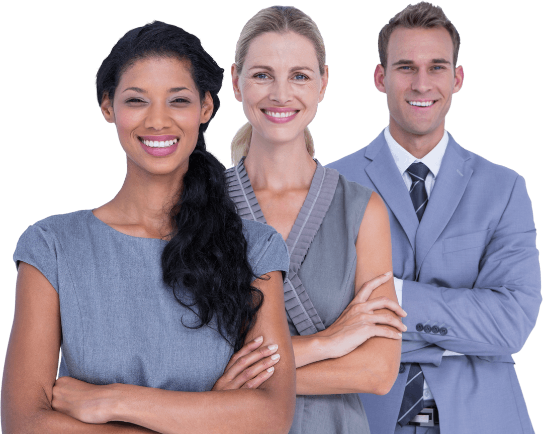 Transparent Diverse Happy Business Team Smiling Together