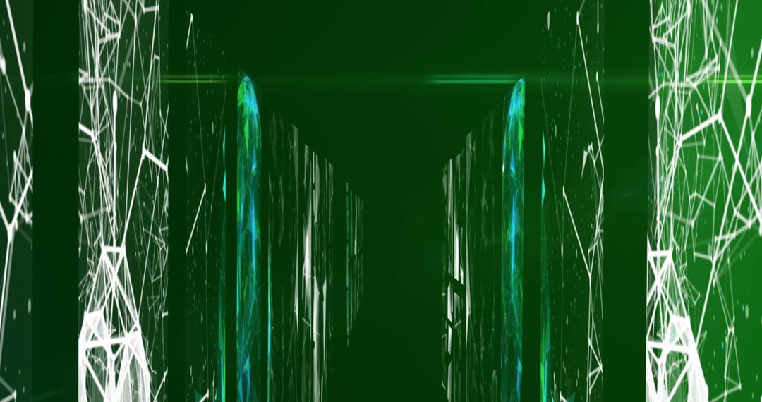 Abstract Digital Grid on Green Futuristic Background