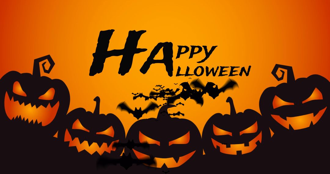 Halloween Greeting with Bats and Pumpkins