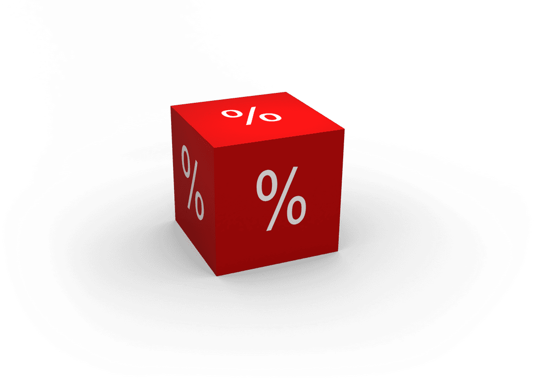 Transparent Red Cube Block Transparent with Percentage Symbol - Download Free Stock Images Pikwizard.com