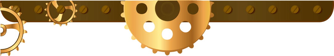 Golden Gear Wheels Interlocking Steampunk Design, Transparent Background