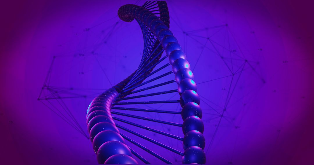 3D Purple DNA Strand Structure for Science Concepts
