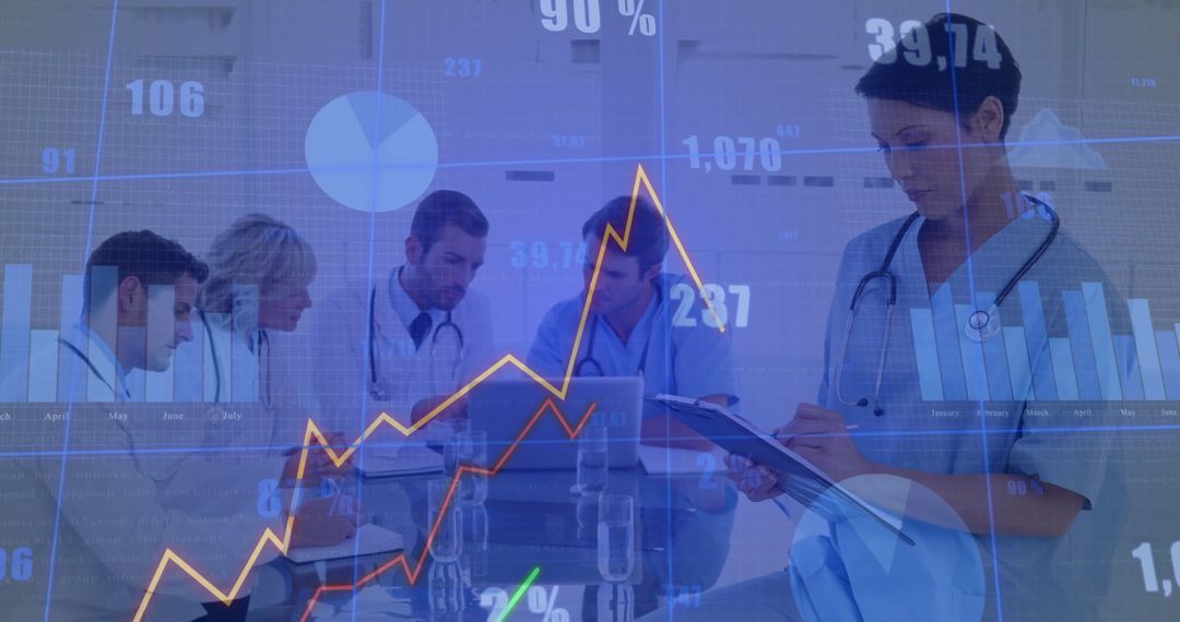 Medical Team Analyzing Digital Data in Meeting Room