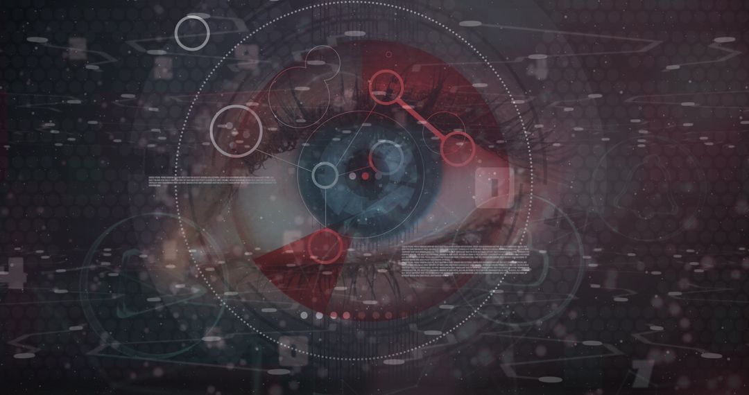 Digital Eye with Data Overlay Representing Global Networks