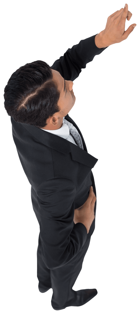 Businessman Reaching Transparent Gesture Expression