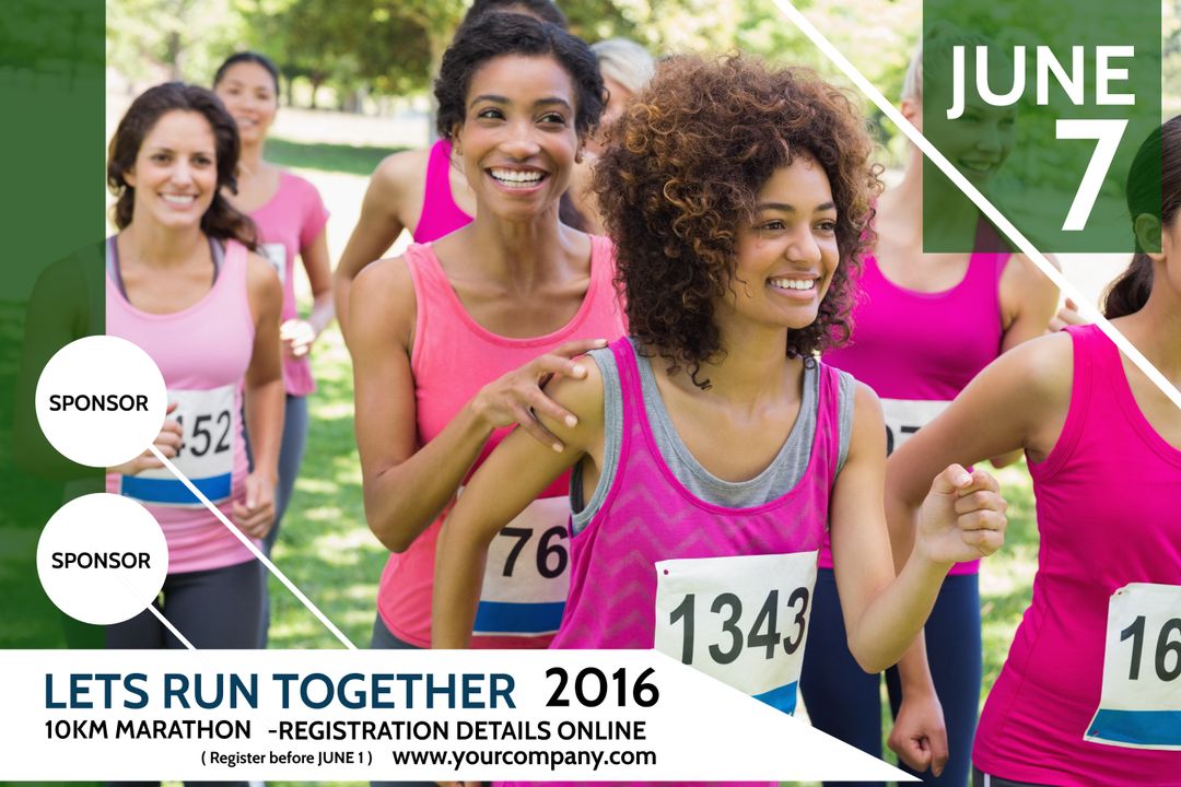 Group of Enthusiastic Runners Embracing Spirit of Marathon