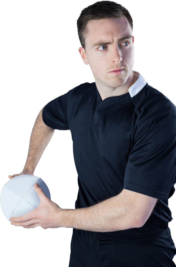Focused Rugby Player Readying For Transparent Drop Kick