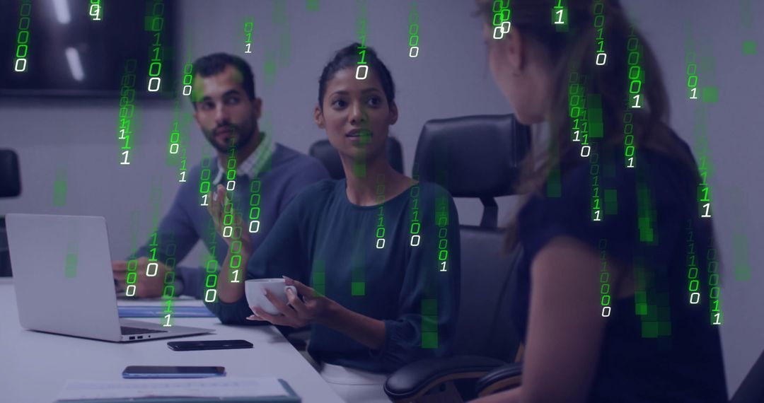 Business Team Discussing Digital Data and Technology Solutions