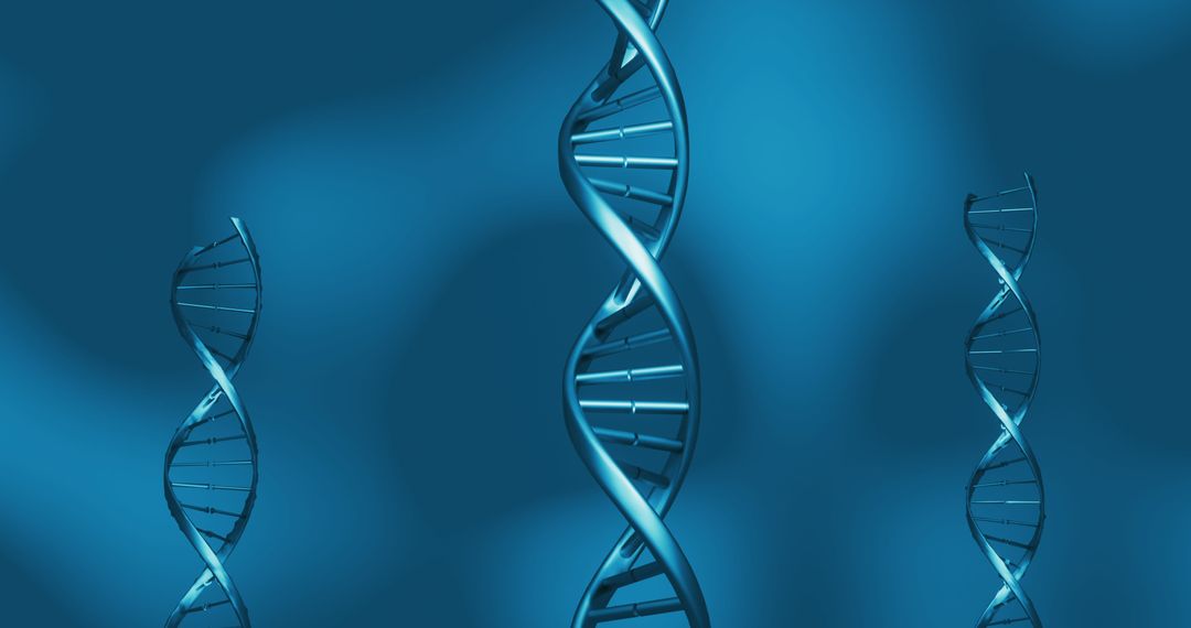 Rotating 3D Blue DNA Strands Highlighting Scientific Innovation