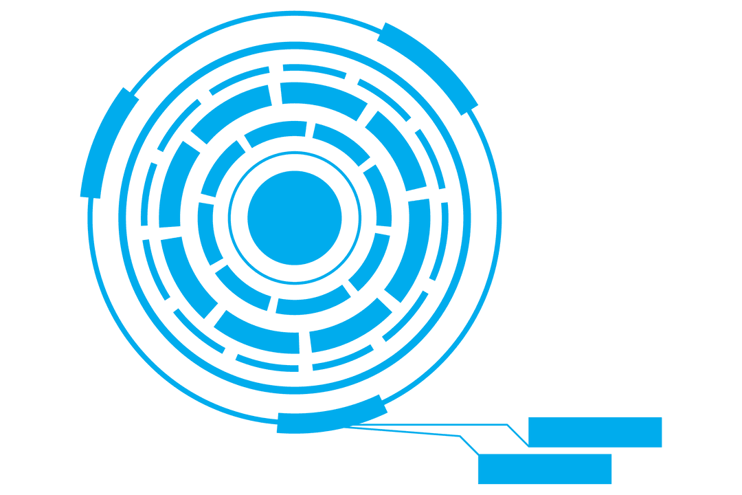 Abstract Blue Digital Circles on Transparent Background