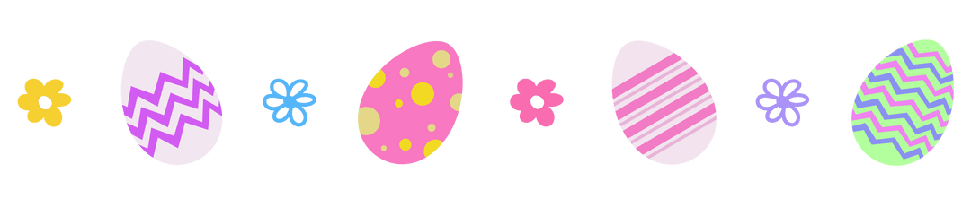 Decorative Easter Eggs and Flowers on Transparent Background