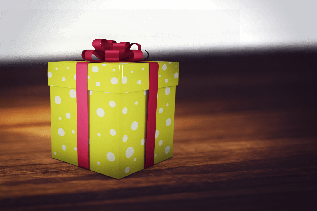 Bright Yellow Gift Box Rendering with Transparency
