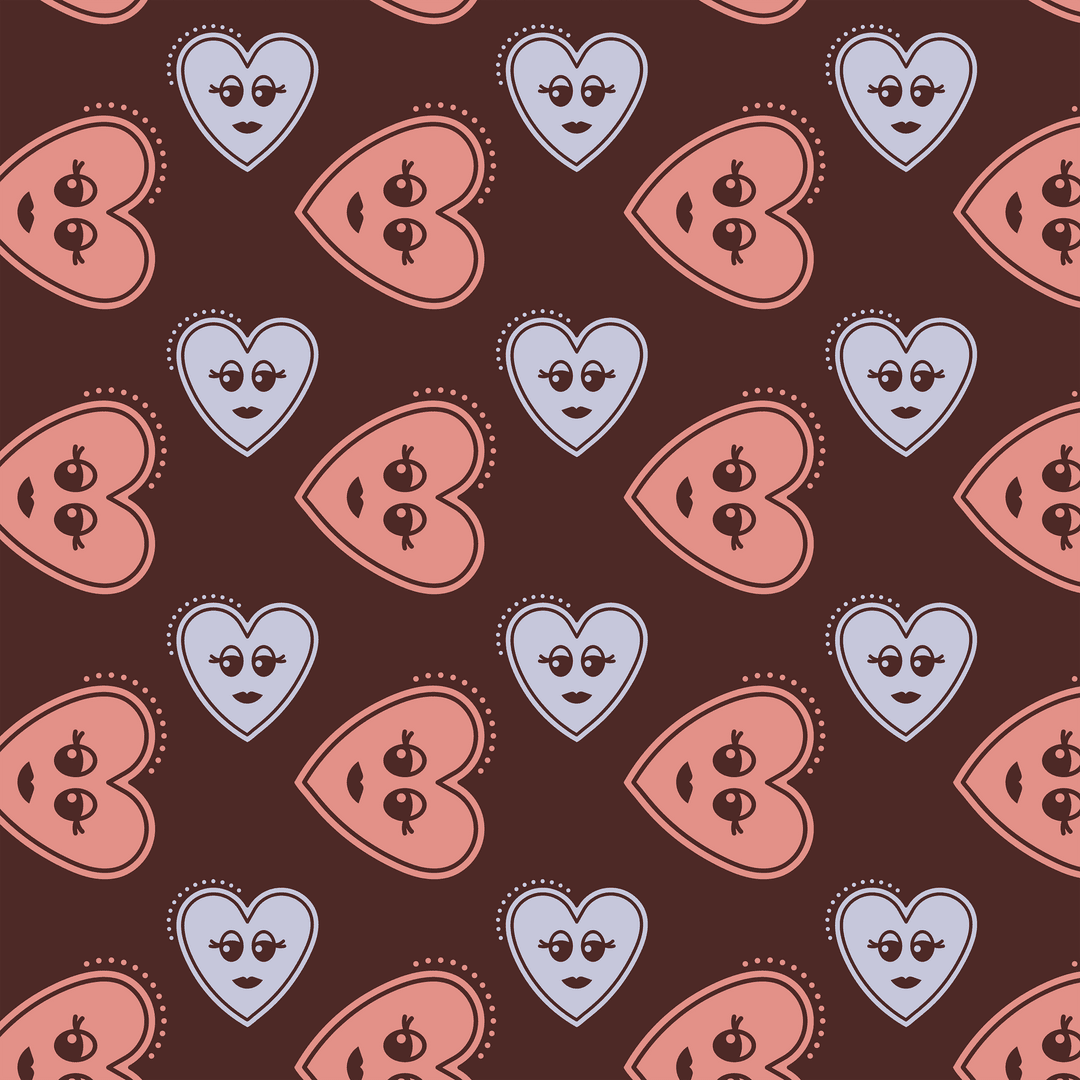 Transparent Heart Pattern with Floral and Heart Designs