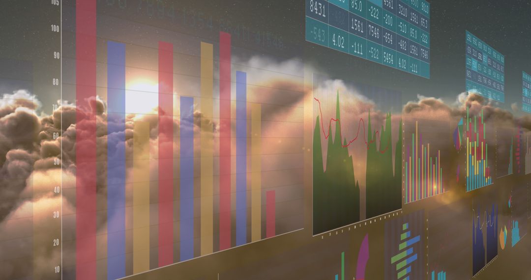 Cloud Data Technology Iconography Against Spectacular Sunset