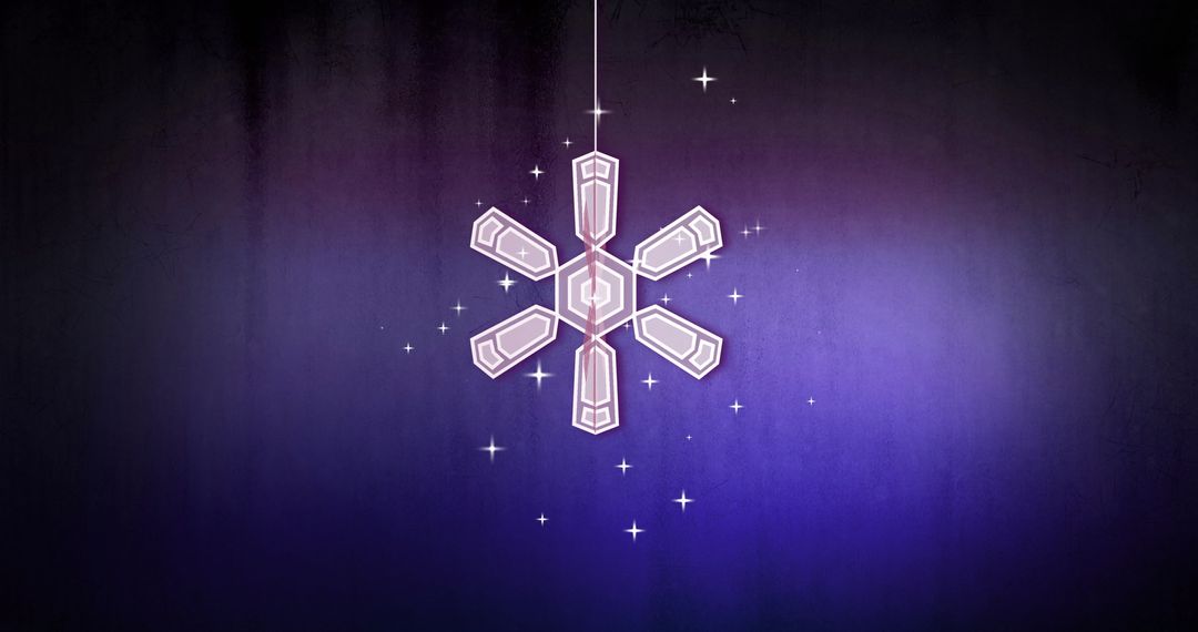 Glowing Snowflake Hanging in Starry Night Sky