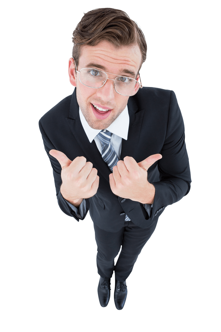 Transparent Businessman Giving Enthusiastic Thumbs Up Gesture