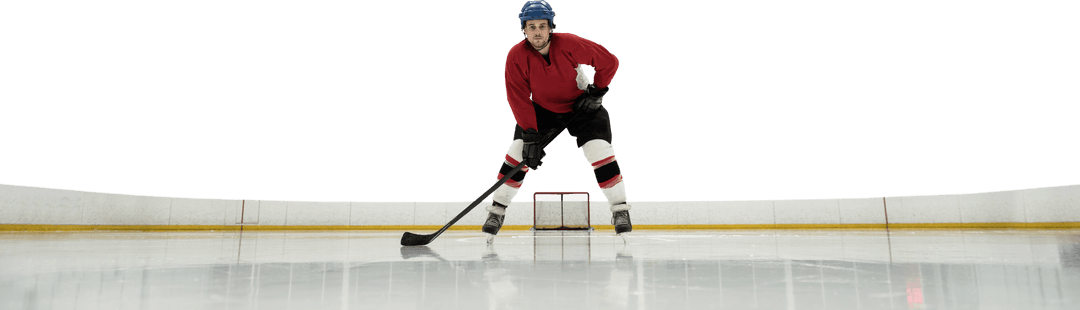 Transparent Hockey Player in Action at Ice Rink
