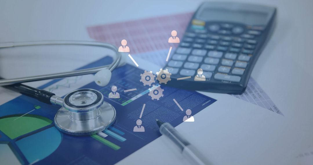 Medical Finance Digital Concept with Stethoscope and Calculator