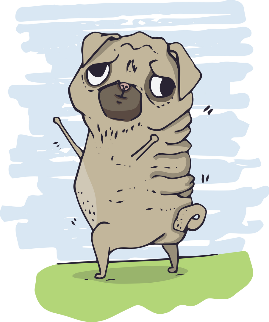 Quirky Digital Illustration of a Cartoon Pug on Transparent Background - Download Free Stock Images Pikwizard.com