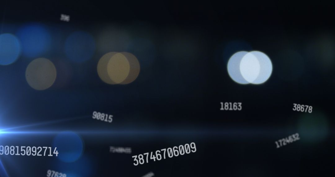 Abstract Digital Numbers with Bokeh Light Effects in Dark Background