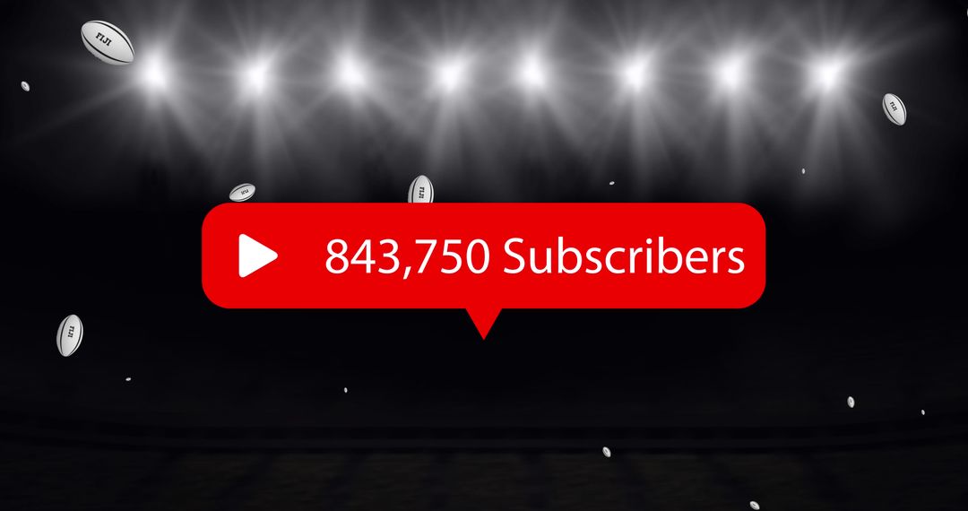 Rugby Stadium at Night with Social Media Subscriber Count