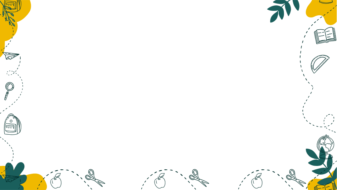 Educational Doodle Border with Stationery Elements on Transparent Background