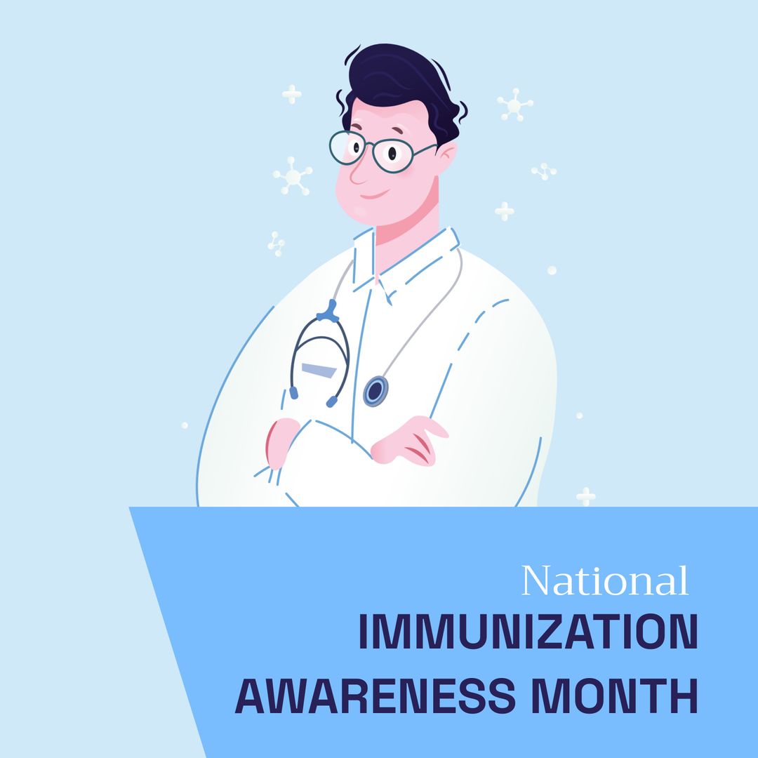 National Immunization Awareness Month with Doctor Illustration