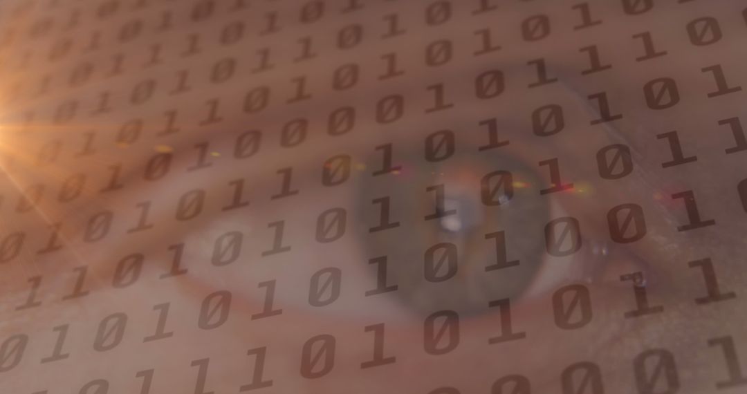 Binary Code Reflected in Eye Symbolizing Digital Technology