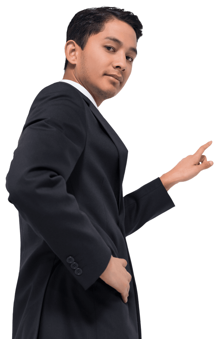 Transparent Professional Businessman Pointing Gesture