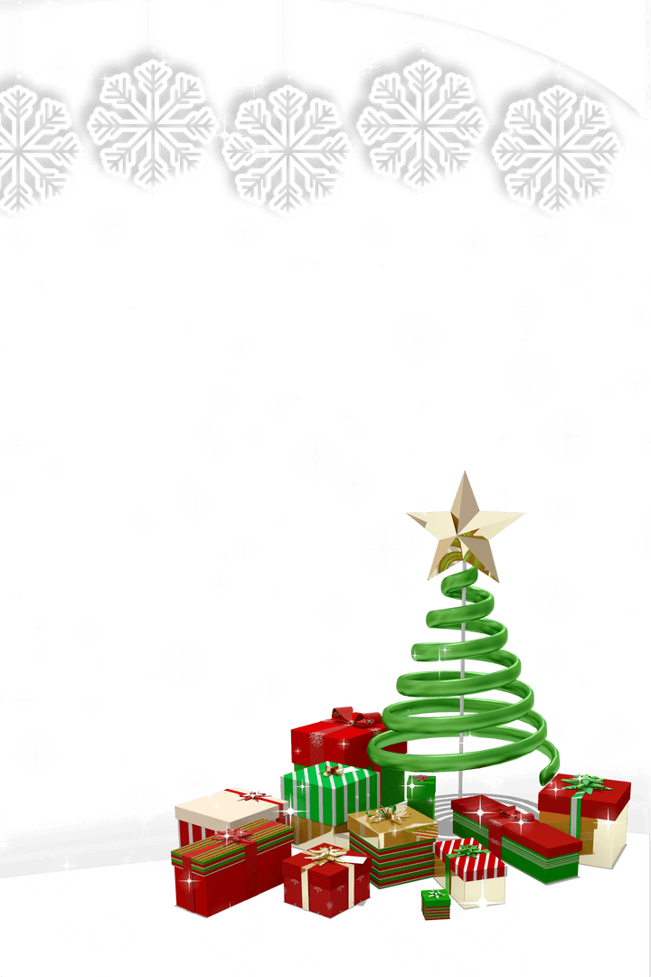 Transparent Christmas Tree and Gift Boxes with Snowflakes