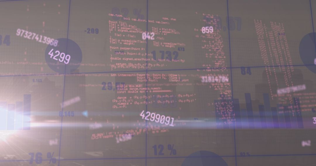Futuristic Digital Data Processing and Cityscape Overlay