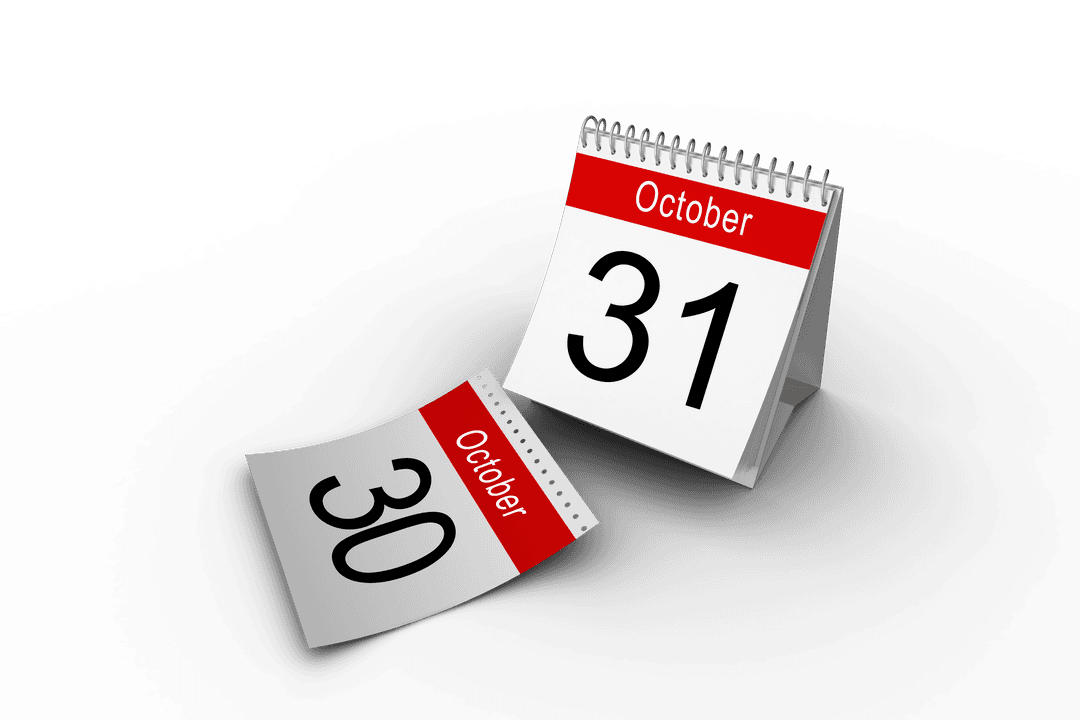 Transparent Desk Calendar Displaying 31st of October