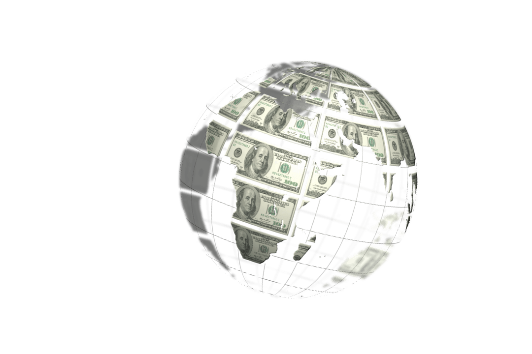Transparent Globe Formed by Banknotes in Sphere Design