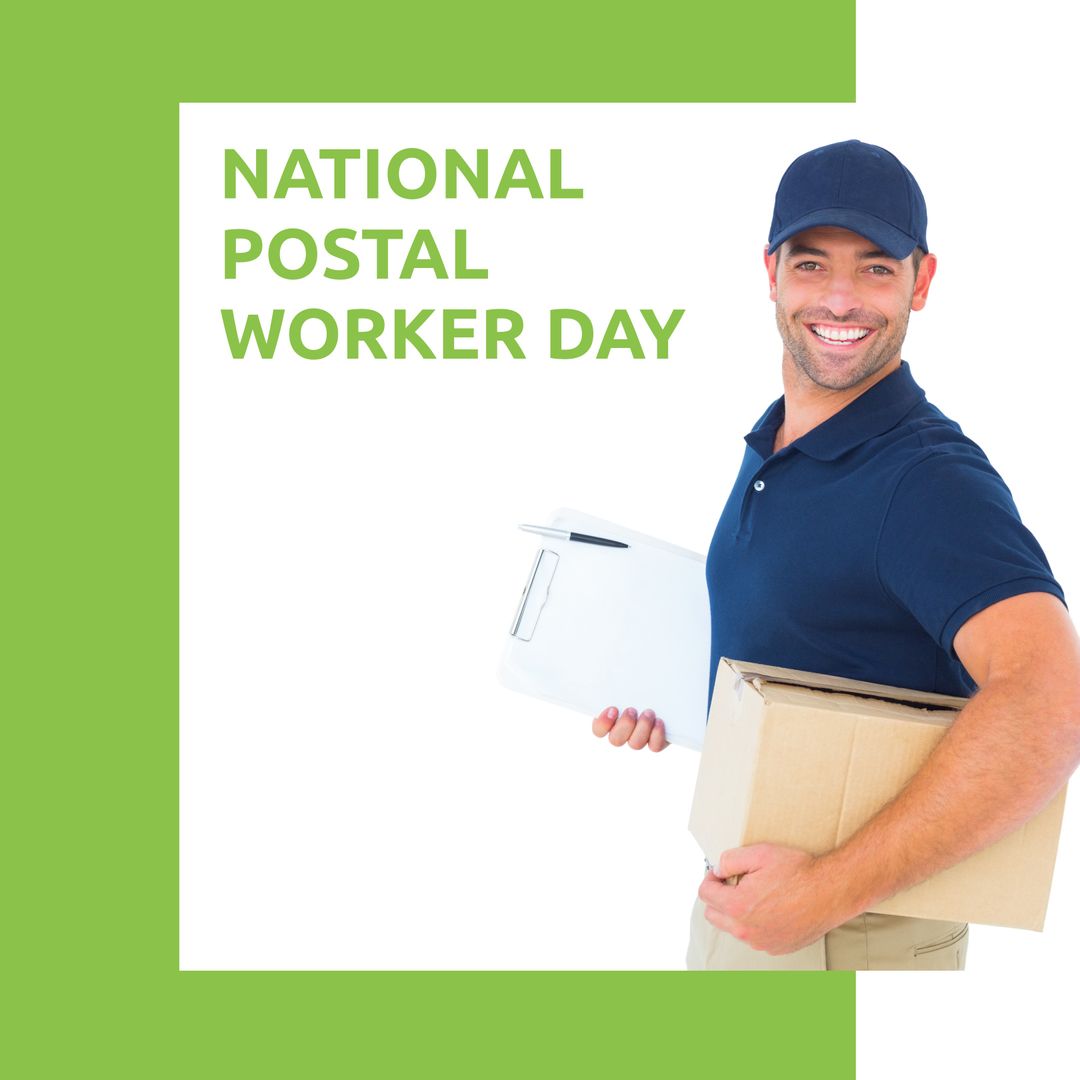Smiling Postman Celebrating National Postal Worker Day