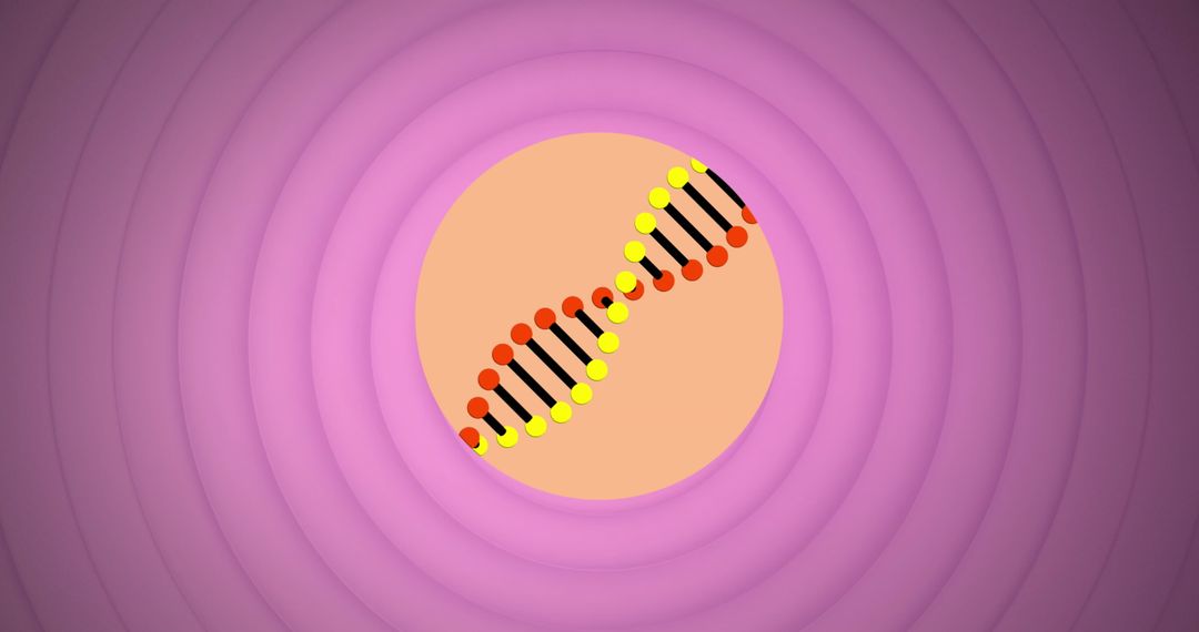 Abstract DNA Strand Illustration on Circular Purple Background