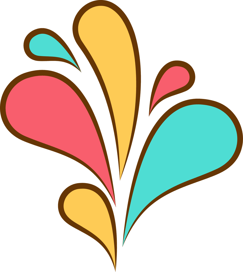 Abstract Multicolor Droplet Splash on Transparent Background